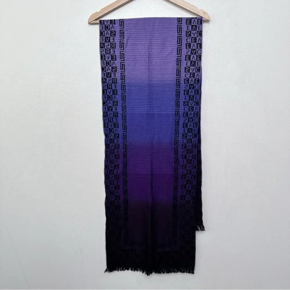 Versace Unisex Purple Ombre Geometric One Size Woven Scarf - Picture 2 of 15